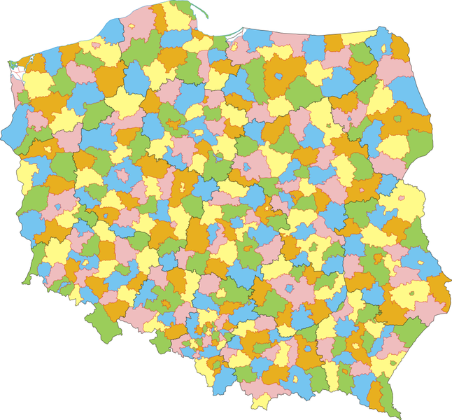 mapa Polski z powiatami